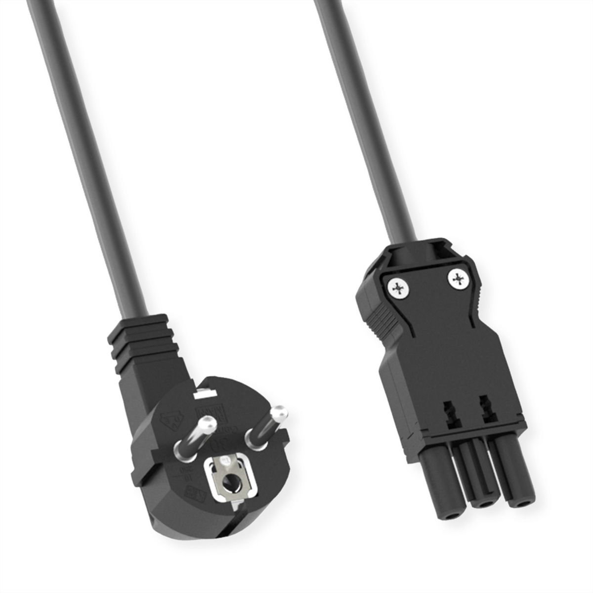 BACHMANN Gerätezuleitung Schutzkontakt/Gerätekupplung GST18-3, halogenfrei, schwarz, 5 m
