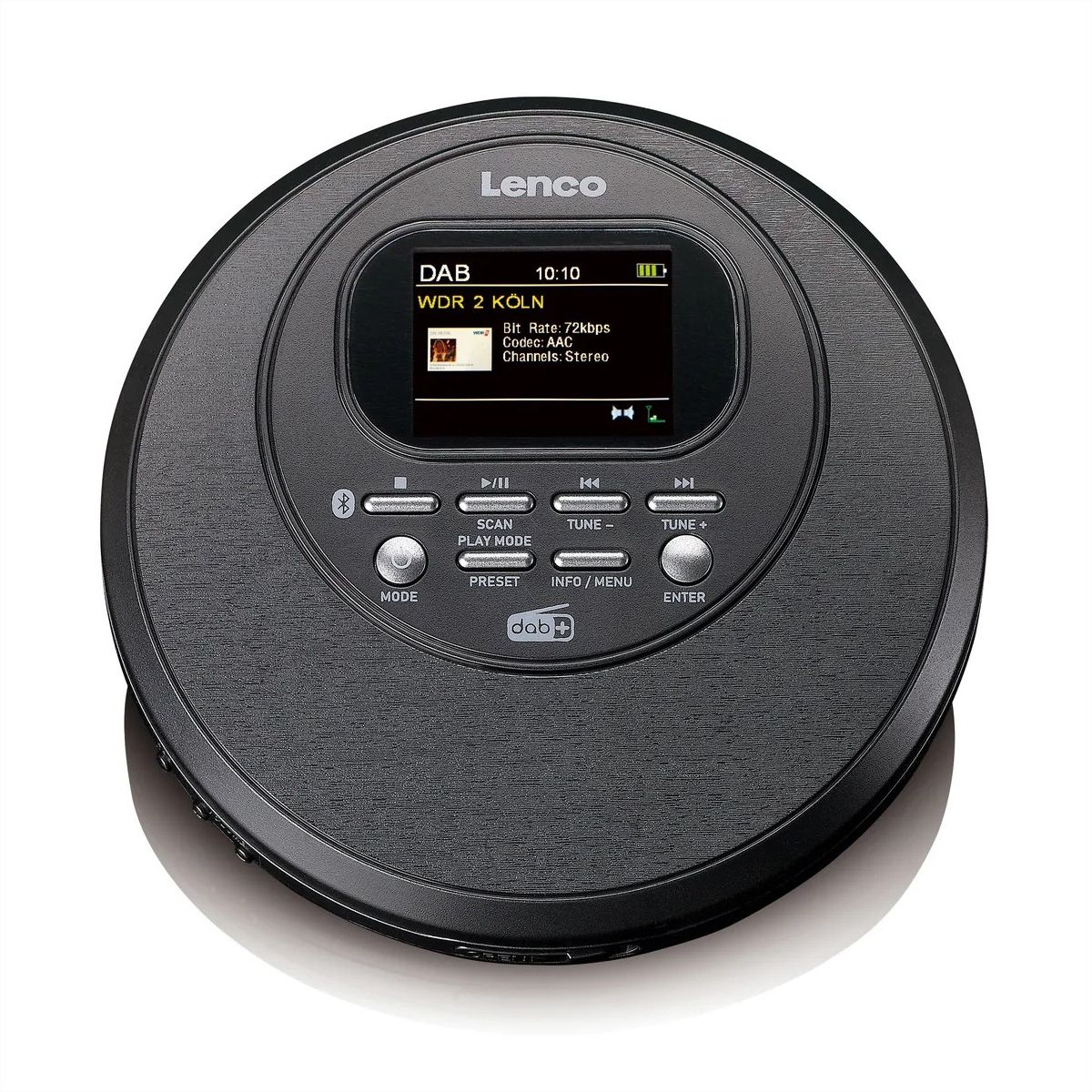 Lenco CD/MP3 Player CD-500BK schwarz , Discman mit DAB, BT und farbigem TFT