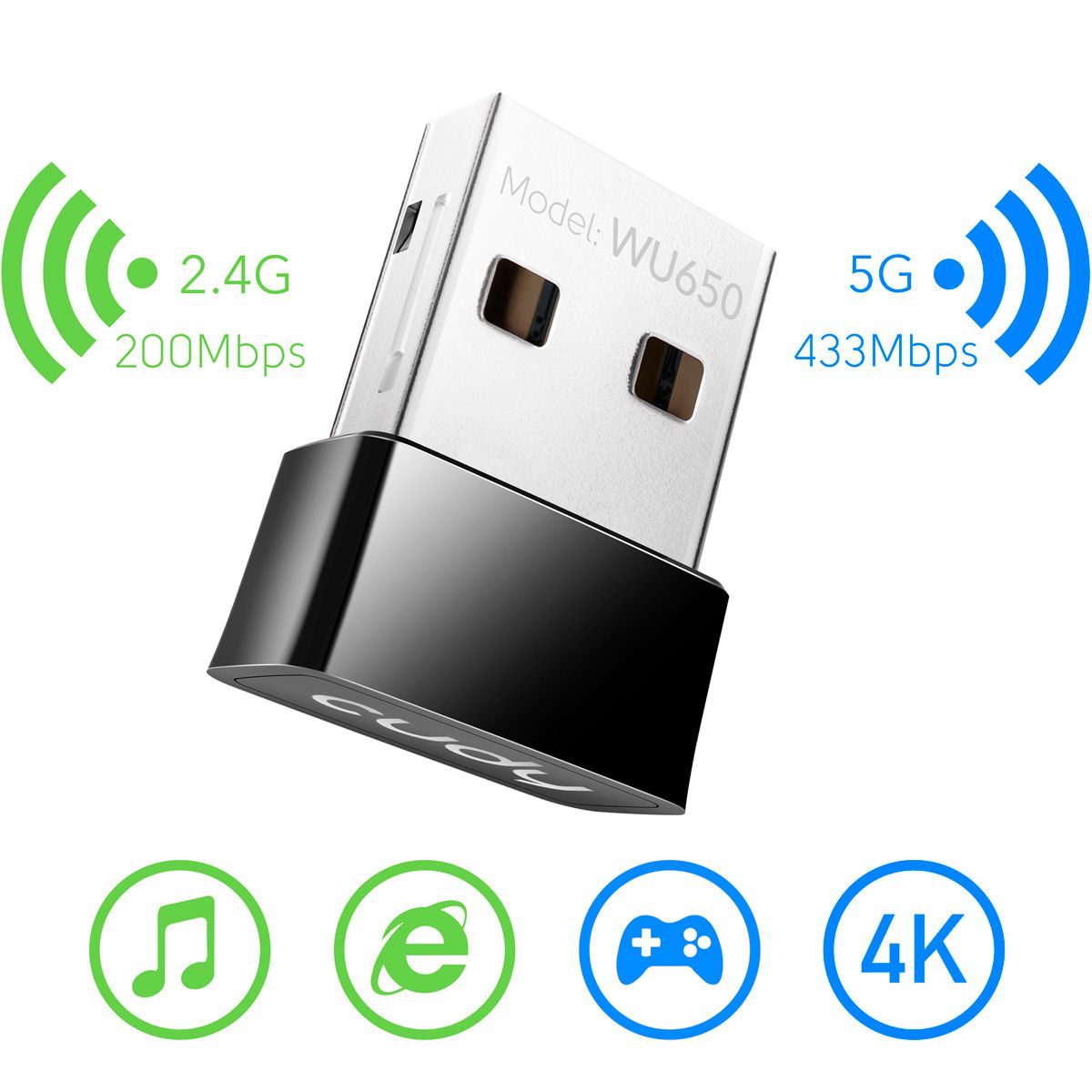 CUDY WU650 AC650 Adaptateur WiFi Mini USB