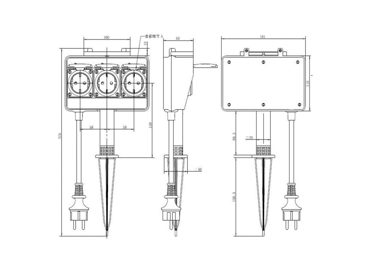 BACHMANN Prise de jardin avec piquet de terre