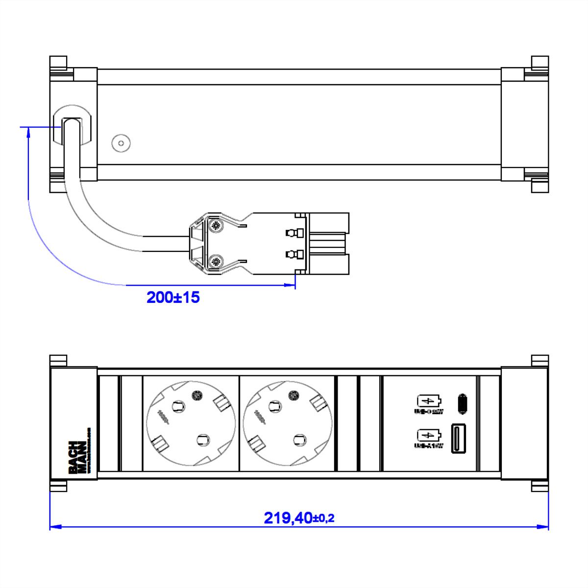 BACHMANN POWER FRAME 2xclé de protection. USB A&C