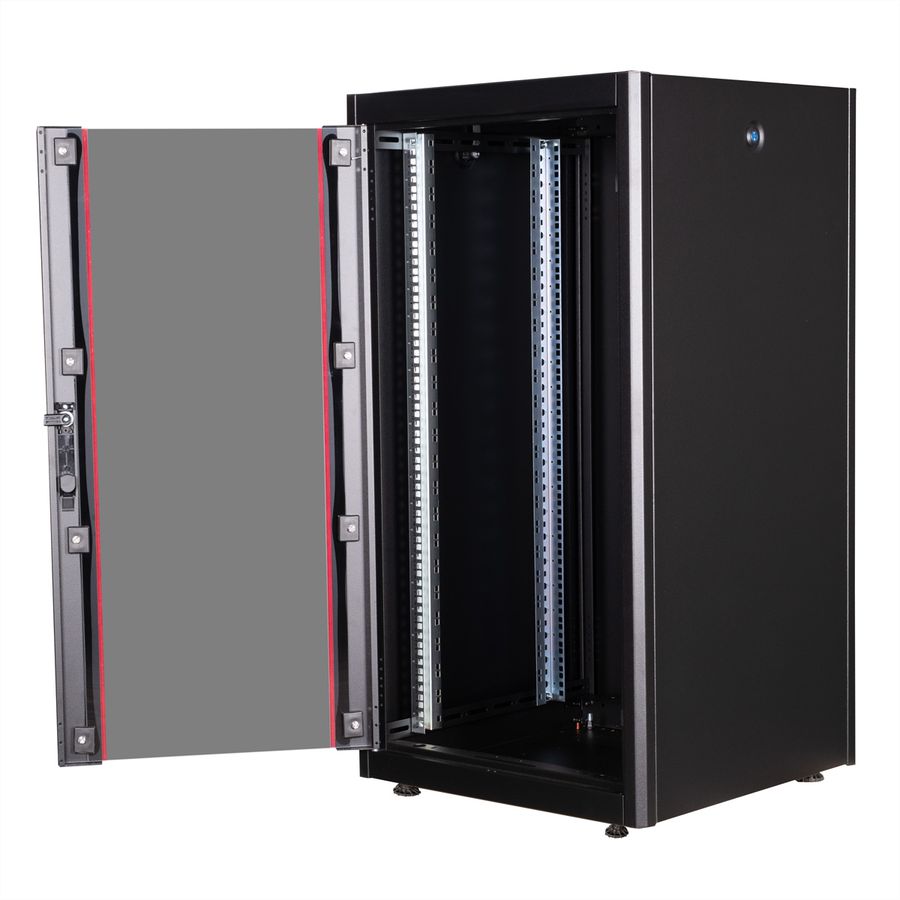 ROLINE 19-Zoll Netzwerkschrank Basic 22 HE, 600x600 BxT Glastür schwarz