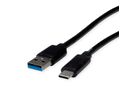 ROLINE RM USB 3.2 Gen 1 Kabel, USB A-C, ST/ST, schwarz, 1 m