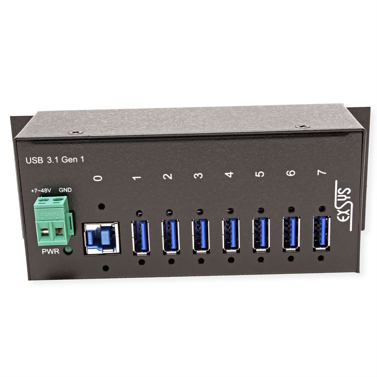 EX-1187HMVS hub USB 3.2 Gen1 à 7 ports, kit rail DIN