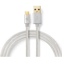 Nedis USB 2.0 Kabel, Typ C - Typ A, ST/ST, 15W, silber, 2m