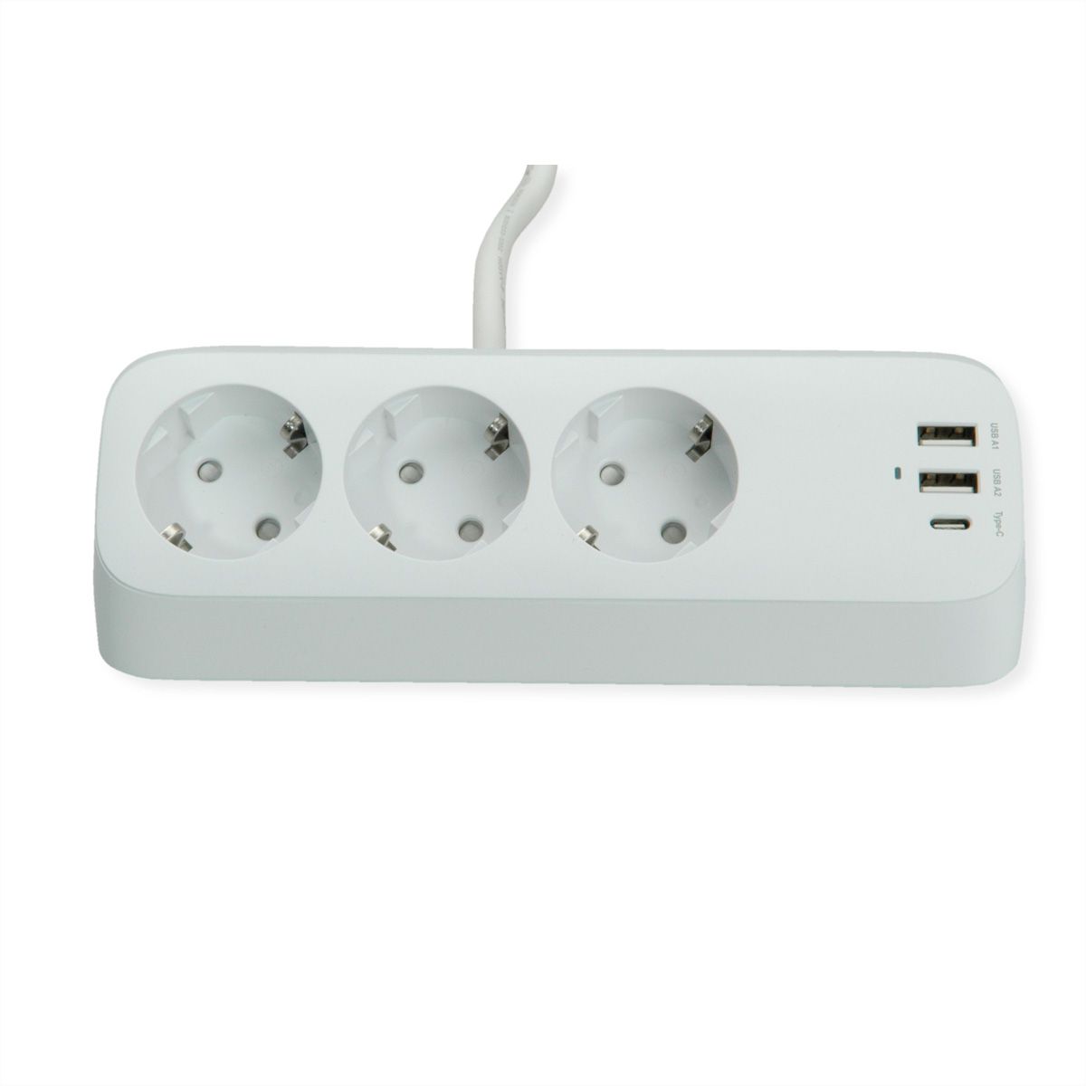 VALUE Tisch-Steckdosenleiste, 3fach mit Tisch-Klemme, inkl. USB-Charger (2x USB-A, 1x USB-C), 1,5 m