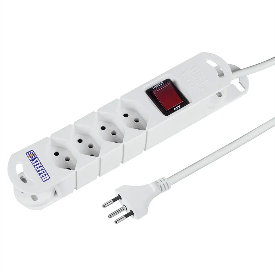 Steffen Multiprise TIDE 4xT13 3m, avec interrupteur et aimant blanc