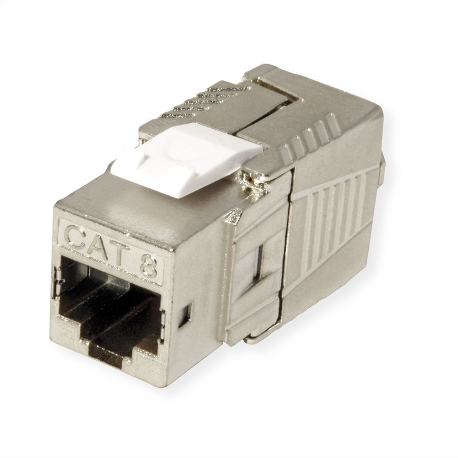 ROLINE Cat.8 (Class I) Keystone, geschirmt, werkzeuglos, silberfarben