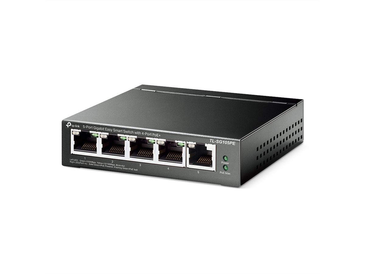 TP-Link TL-SG105PE Omada PoE Switch, 4x Gigabit PoE+, 1x Non-PoE