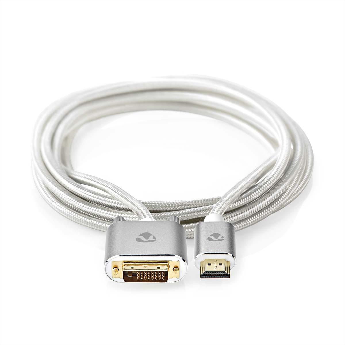 Nedis DVI vers HDMI, ST/ST, argent, 2 m