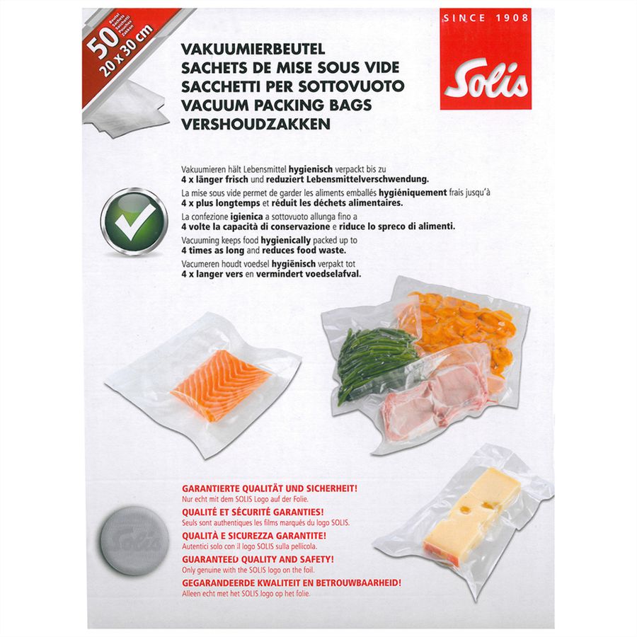 Sacs sous vide Solis Standing , Idéal pour les appareils de mise sous vide et la conservation des aliments