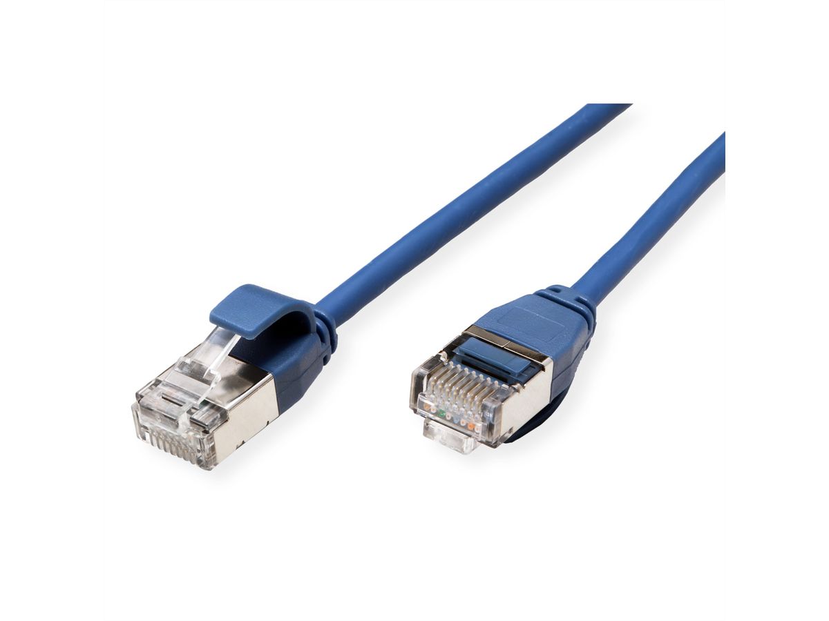 ROLINE Cordon DataCenter U/FTP Cat.6A (Classe EA), LSOH, slim, bleu, 3 m