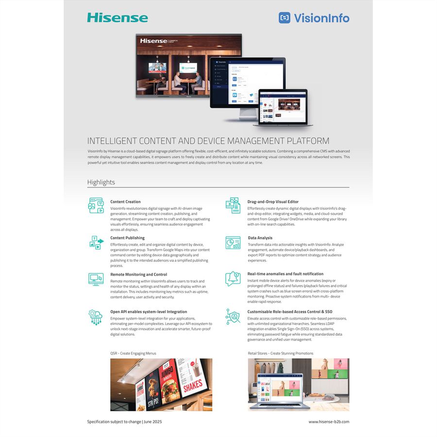 Hisense VisionInfo On-Premise Pro, Perpetual / Per Display