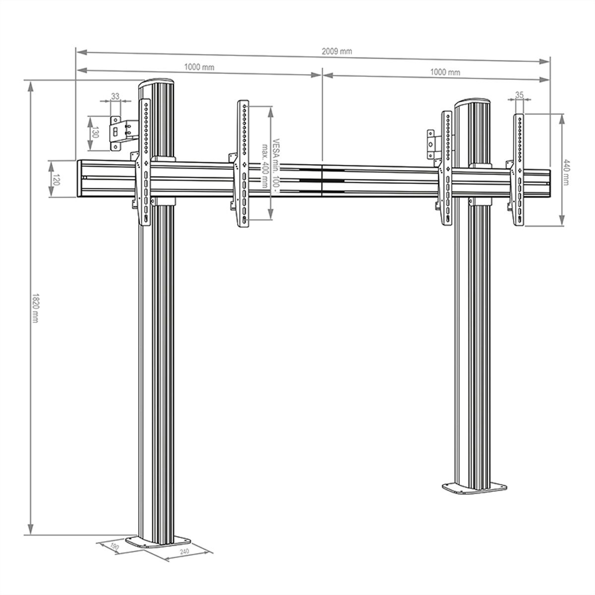 Hagor Système de stand CPS Floor-Wall/bolt down 2x 55-65