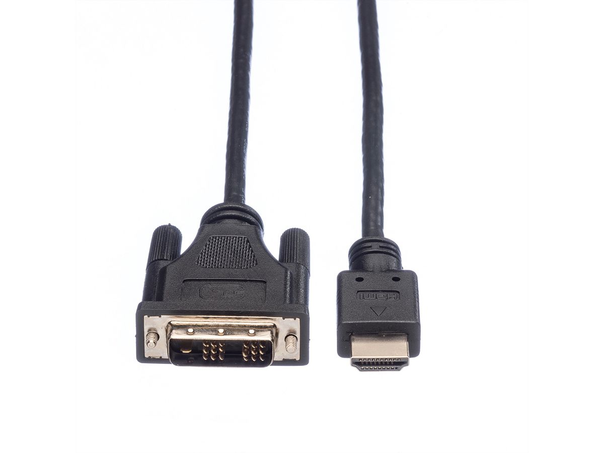 ROLINE Câble de raccordement pour écran DVI (18+1) M /HDMI M, noir, 5 m