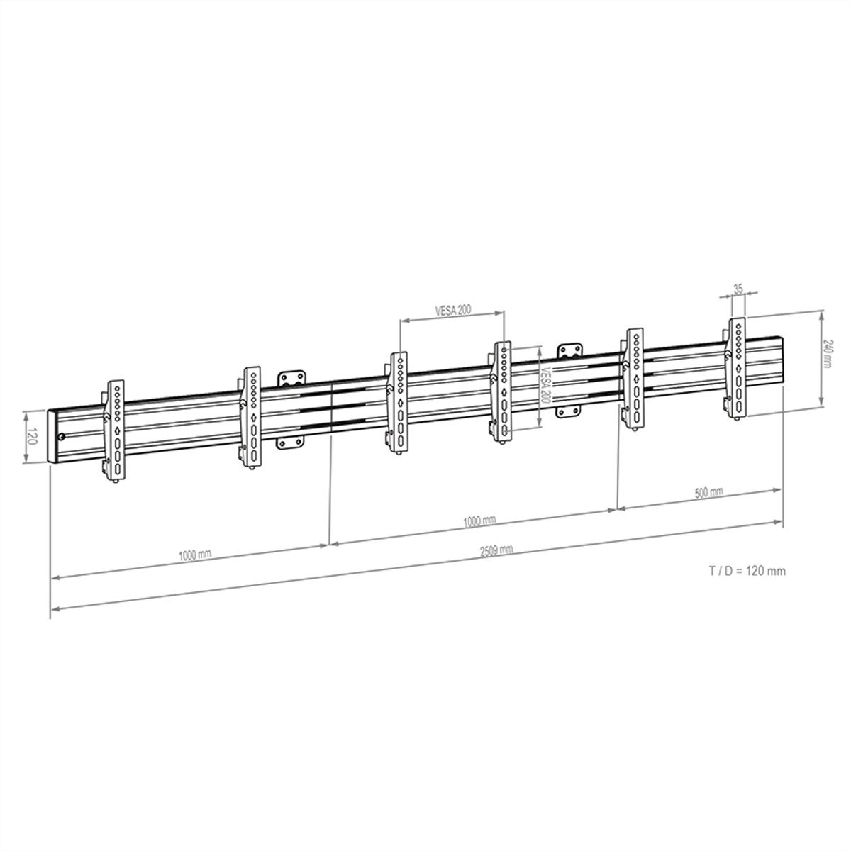 Hagor Menuboard CPS W3L 32-43" Menuboard Wandhalterung für 3 Displays