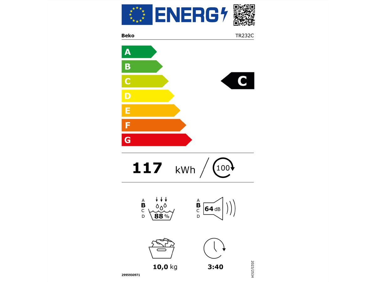 Beko Sèche-linge TR232C, 10kg, C