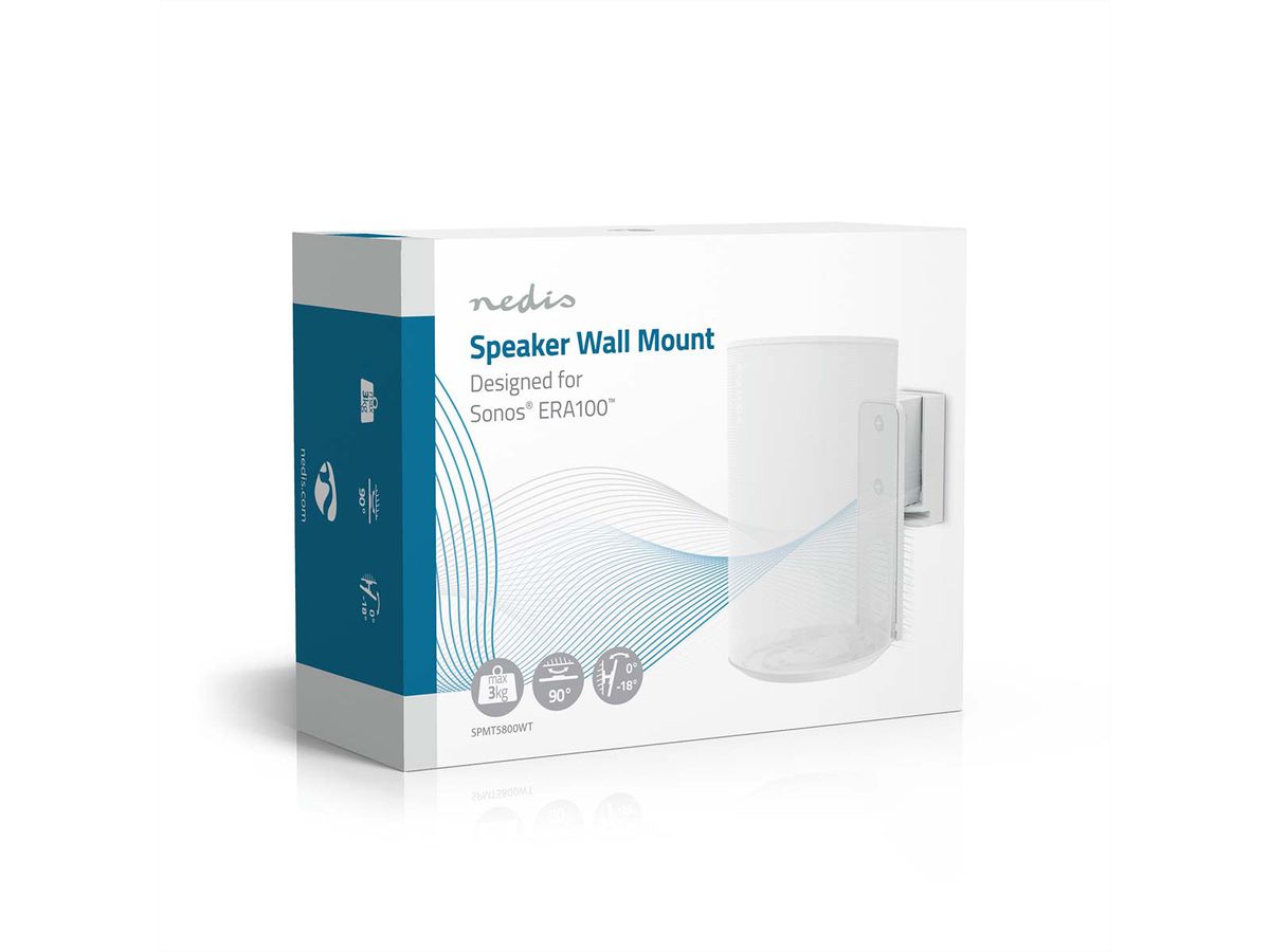 Nedis Lautsprecher-Wandhalterung für Sonos Era100 weiss, Wand, 3 kg, neig- und drehbar