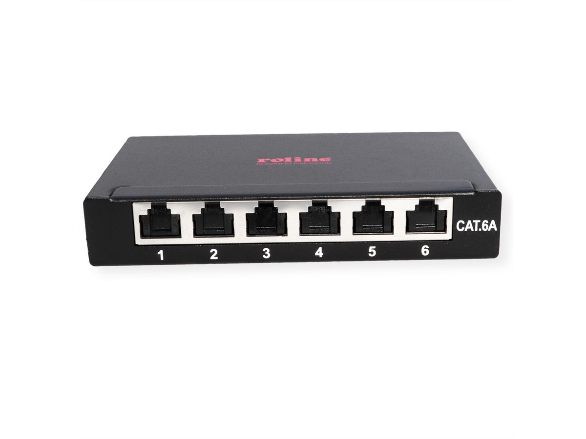 ROLINE Mini panneau Cat.6A/ClassEA 6 ports, 0,5U, blindé, noir