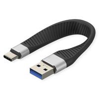 ROLINE Câble USB 3.2 Gen 2 en silicone, C-A, M/M, 10Gbit/s, Emark, noir, 11 cm