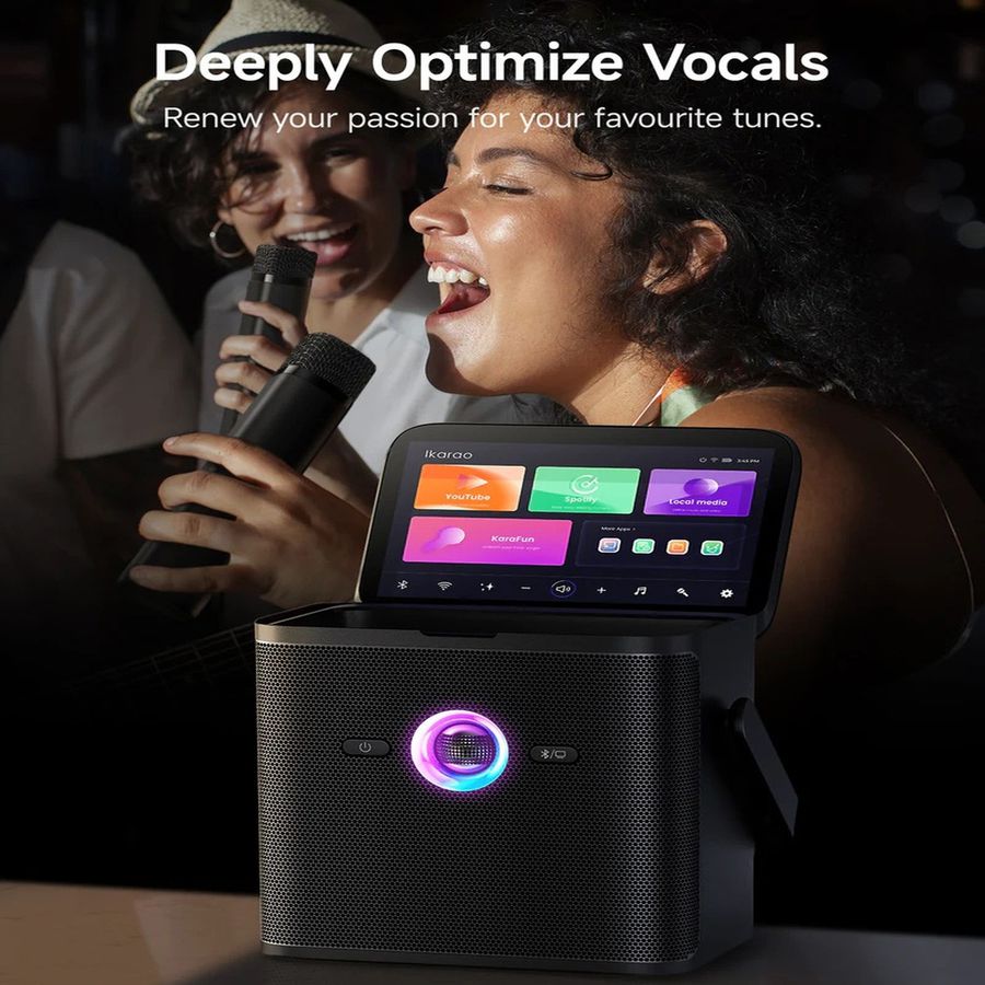 Ikarao Shell S3 Karaoke Maschine mit 7 Zoll Touchscreen, Tragbare Karaoke Maschine