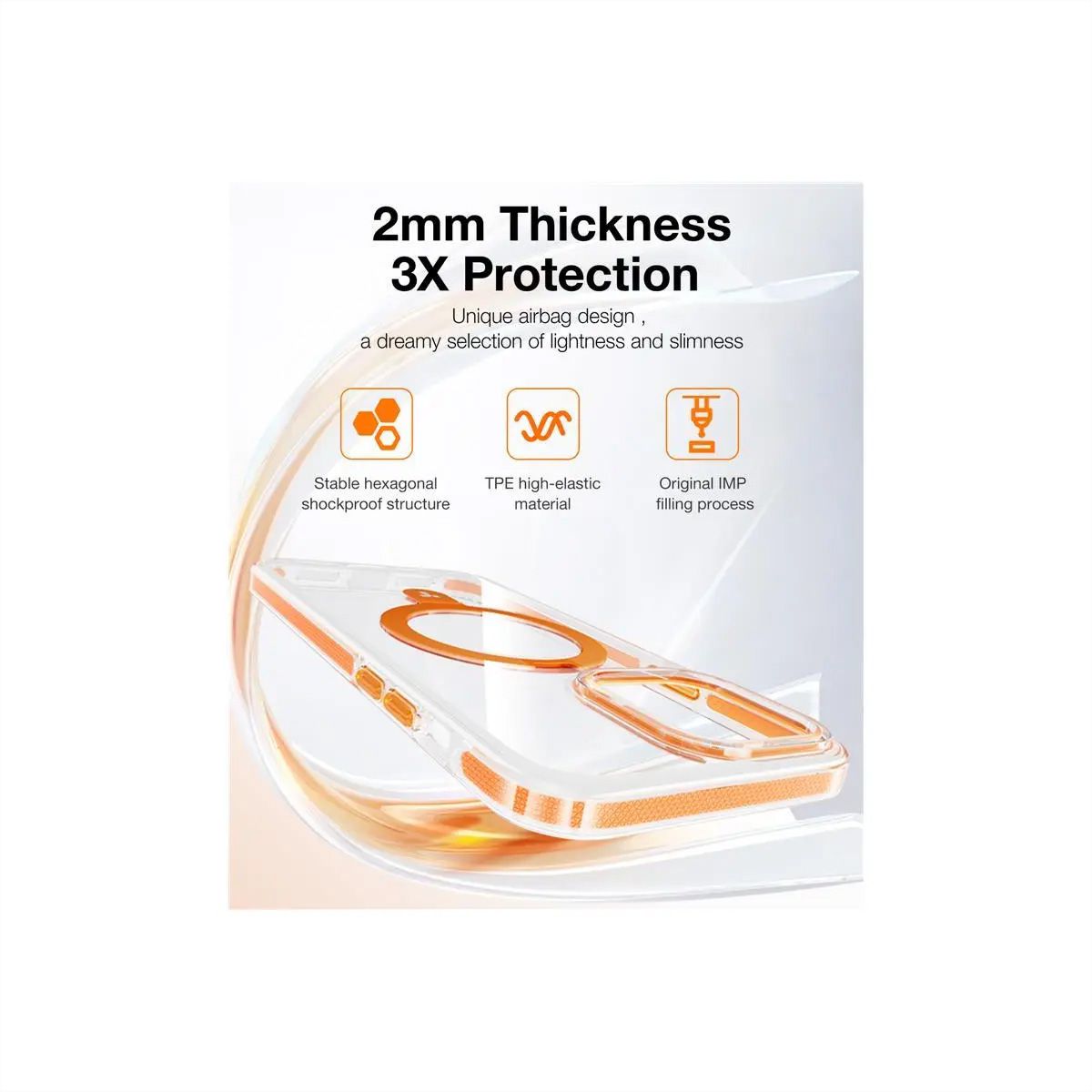 Torras UPRO Ostand Hue Case, iPhone 15 Pro, MagSafe, transparent