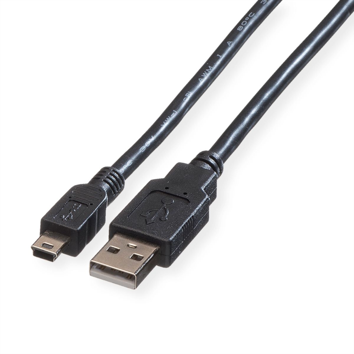ROLINE Câble USB 2.0, type A - mini 5- broches, noir, 1,8 m