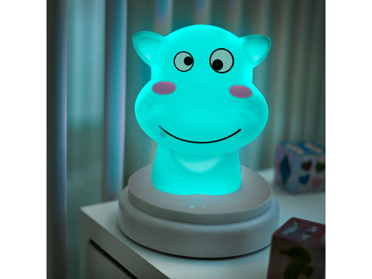 Alecto Baby LED Nachtlicht Silly Hippo, Nilpferd, blau