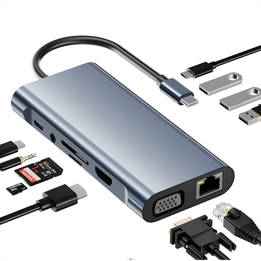 VALUE USB Typ C Docking Station, HDMI 4K60, 1x Gigabit Ethernet, 2x USB A + Typ C PD, 1x SD/microSD, 1x Audio