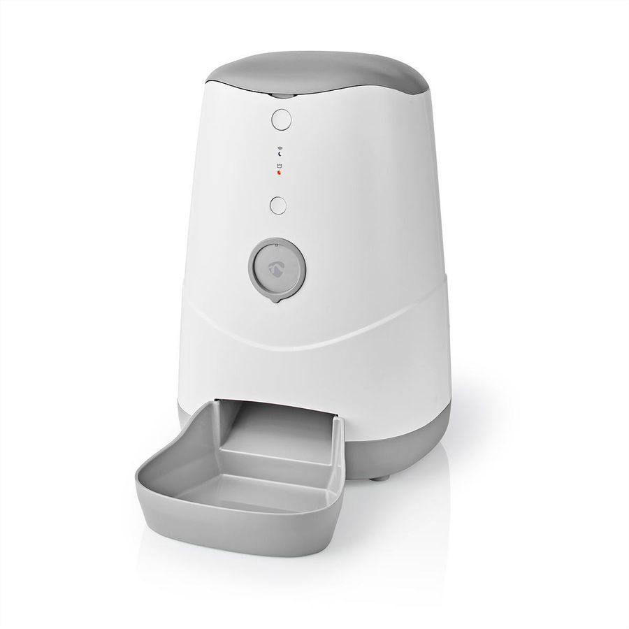 Distributeur de nourriture Nedis SmartLife Wi-Fi 3,7 l pour chiens et chats, Android™ / IOS, Blanc, Gris