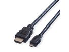 VALUE Câble HDMI High Speed avec Ethernet, HDMI A M - Micro HDMI D M, 2 m