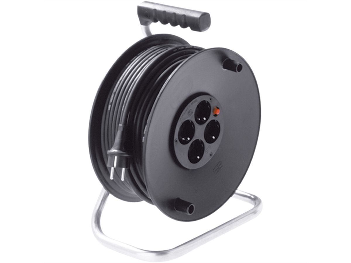 BACHMANN Enrouleur électrique, AC230V, 4 prises 2P+T allemand, 50 m