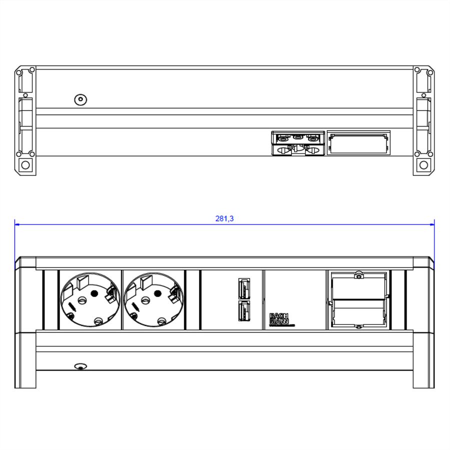 BACHMANN DESK 2x contact de protection 1x USB Charger 1x ABD, Chargeur USB 60W 0,2m GST18, 0 m