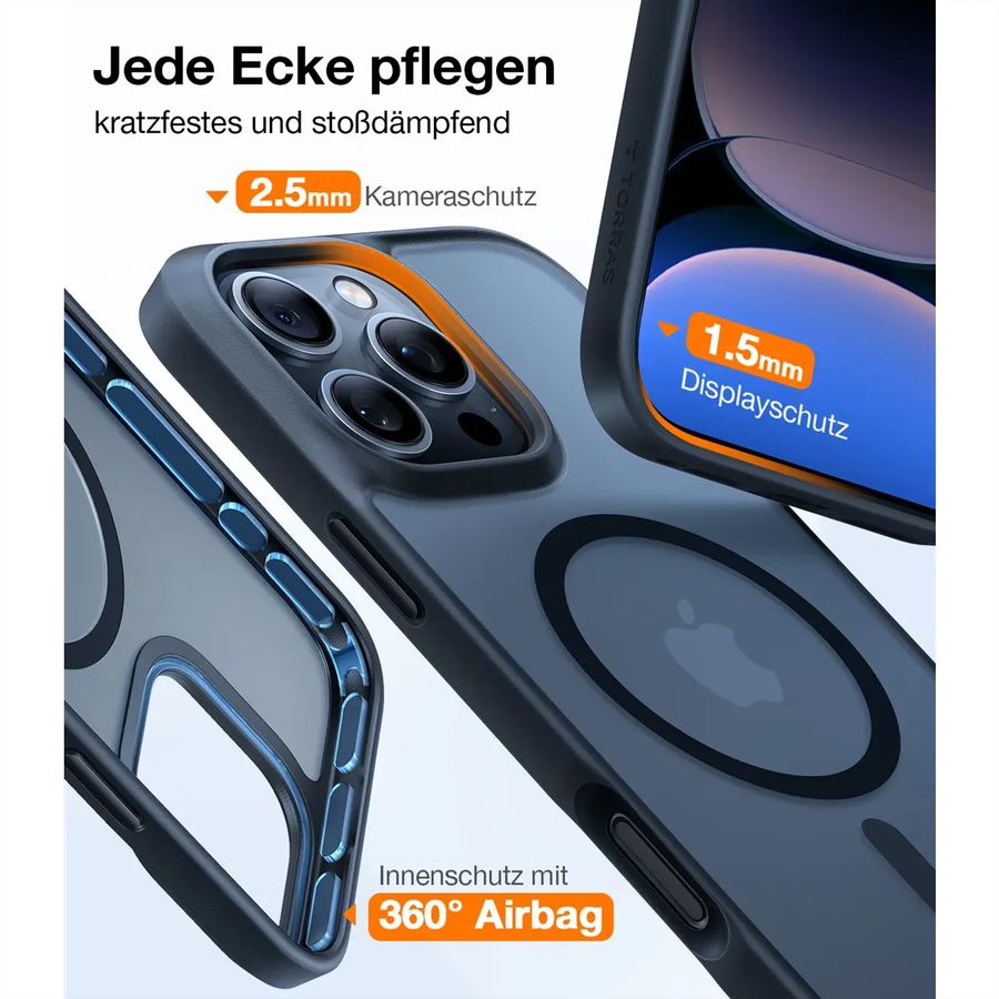 Torras Handyhülle Guadrian iPhone 16 Pro Max, MagSafe, schwarz