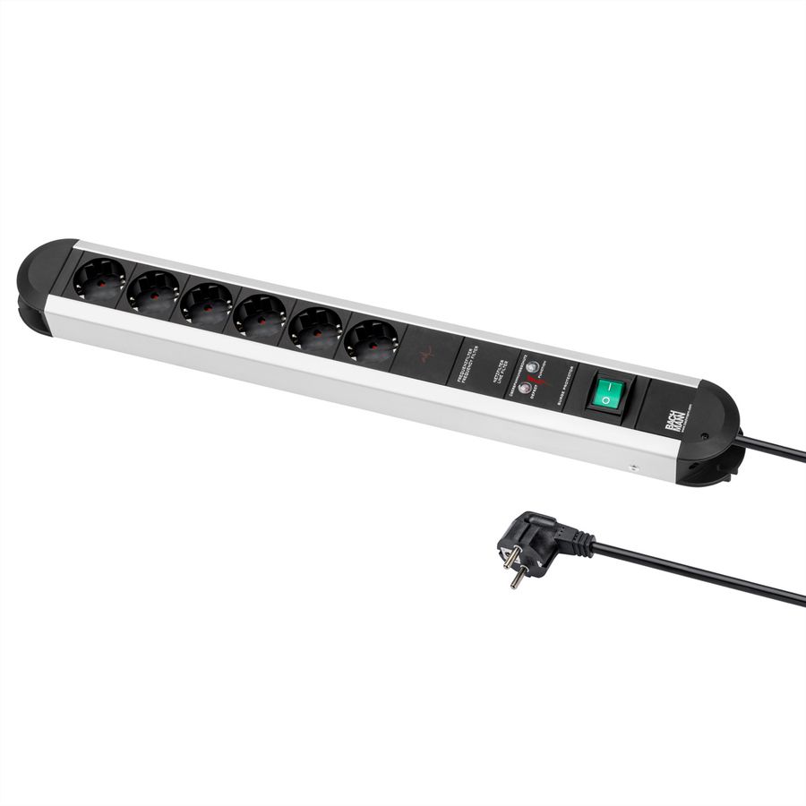 BACHMANN PRIMO Bâti de prises 6x contact de protection, protection totale de l'appareil Interrupteur, 1,75 m