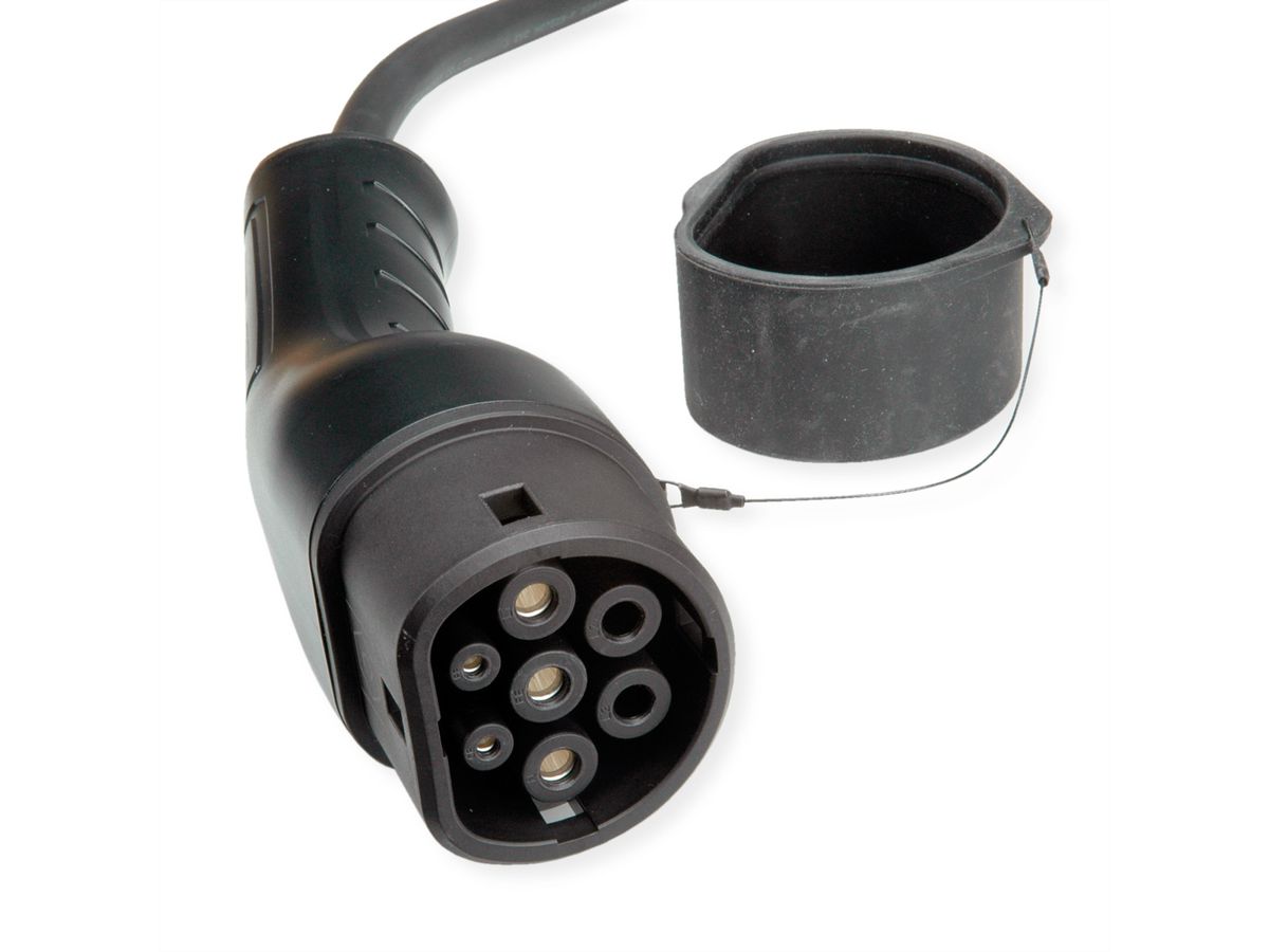 ROLINE Câble de recharge VE type2, 1-Phase, 250VAC (1P+N+E), 32 A, 7,4 kW, spirale (max. 5m)