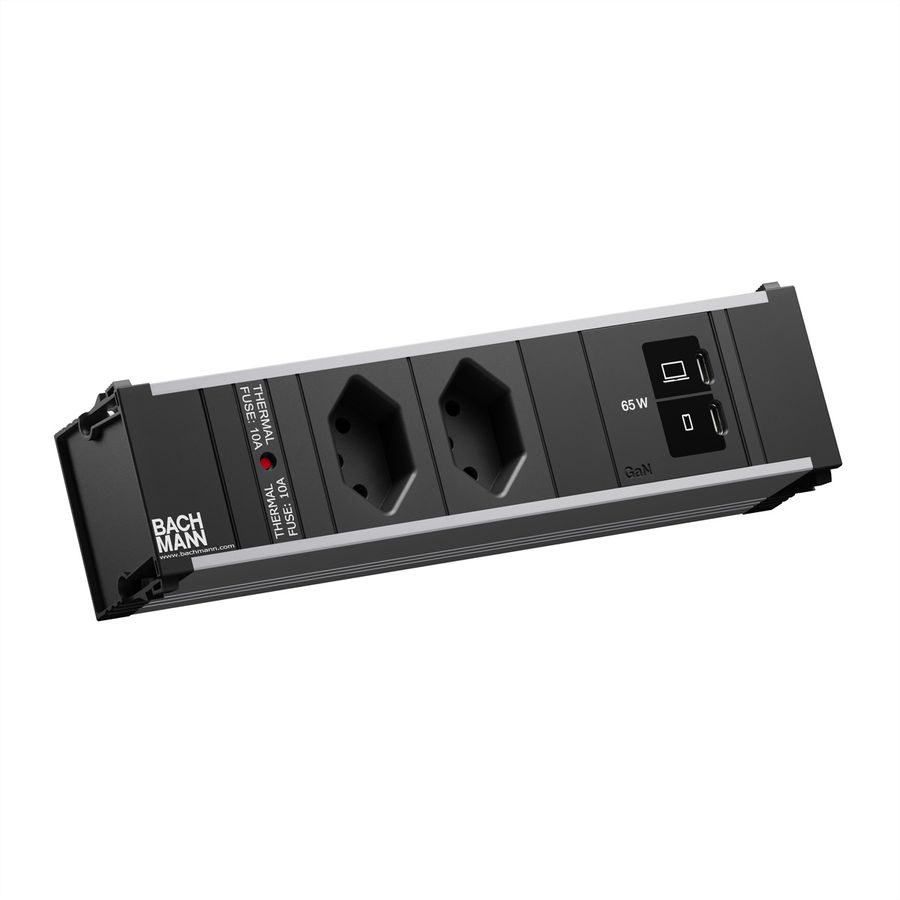 BACHMANN CONI S 2xCH 0° 1xUSB C/C 65W, L=0,2m