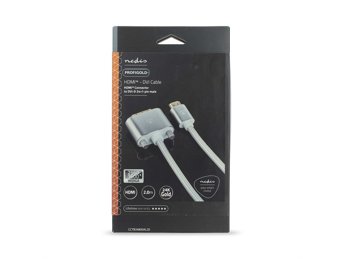 Nedis DVI zu HDMI, ST/ST, silber, 2 m