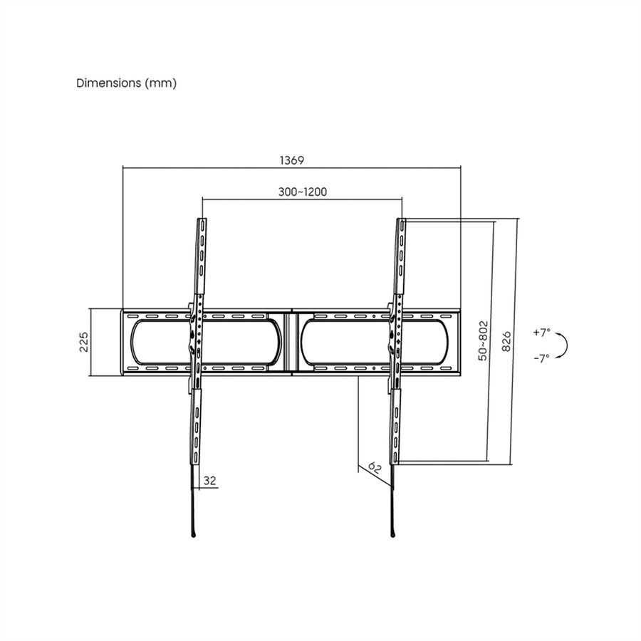 VALUE Support mural TV, Très robuste, fixe, 37–140 pouces, jusqu'à 125 kg
