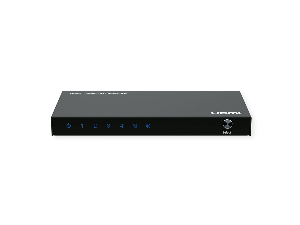 ROLINE Switch HDMI 4K à 4 ports, avec télécommande