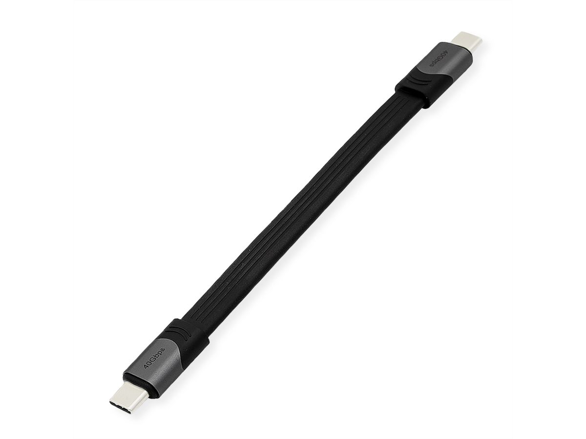 ROLINE Câble USB4 Gen3x2, C-C, M/M, 8K UHD-2, 40Gbit/s, 100W, plat, noir, 15 cm