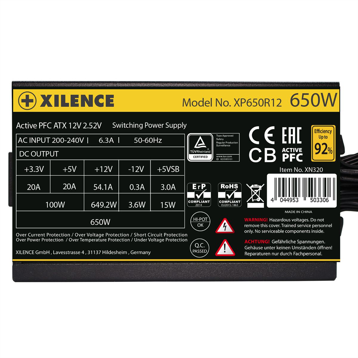 Xilence XP650R12 650W Alimentation PC, Meet 80+ Gold, Gaming, ATX
