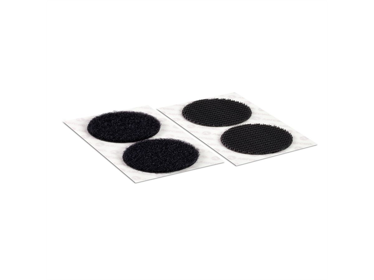 VELCRO® Boutons ronds 45mm x 2 noirs, crochets&velours autocollants extra fort, noirs