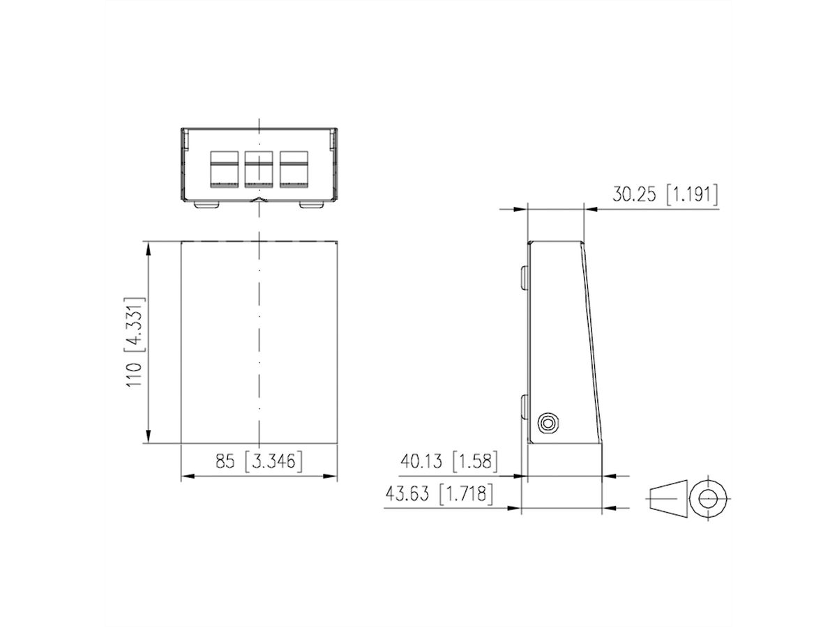 METZ CONNECT Keystone boîtier en saillie 3 ports blanc pur, non équipé