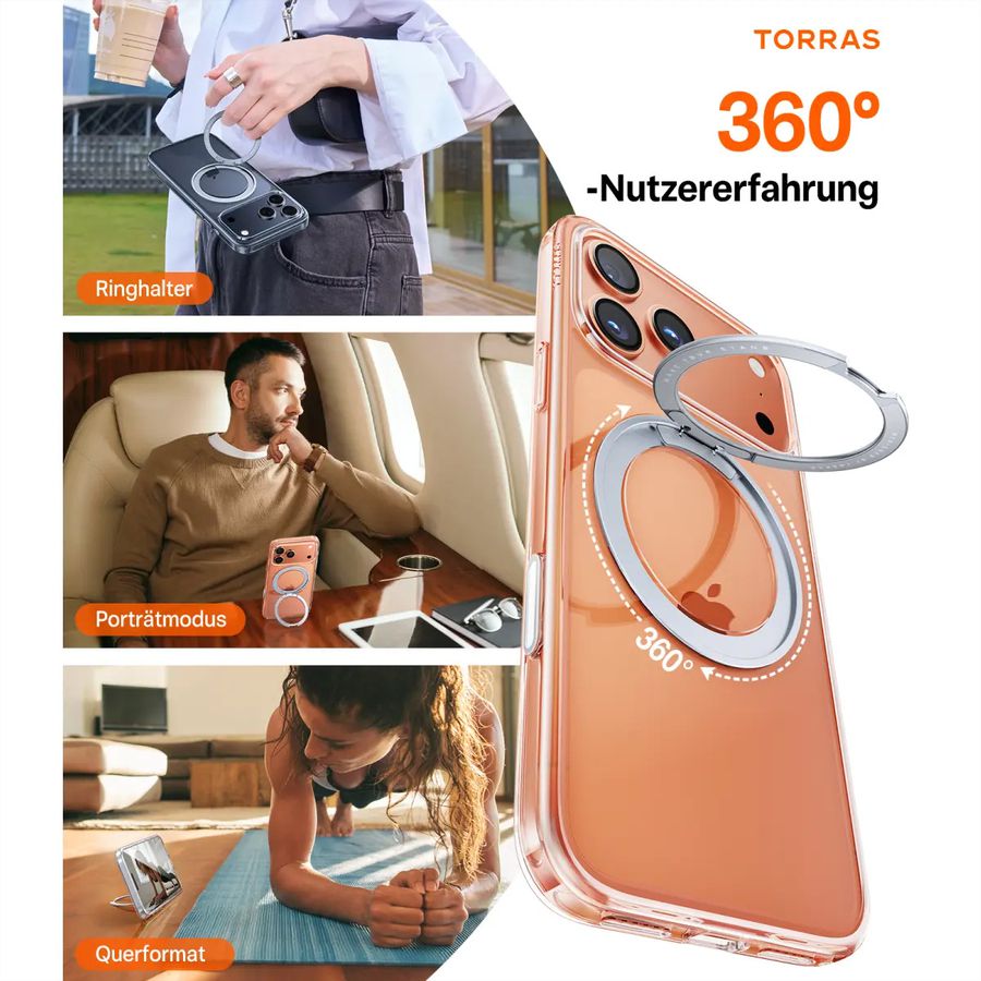Torras Upro Ostand Schutzhülle, iPhone 17 Pro, MagSafe, transparent