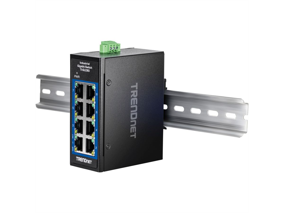 TRENDnet TI-GLC80 8-Port Gigabit Industrial DIN-Rail Mini