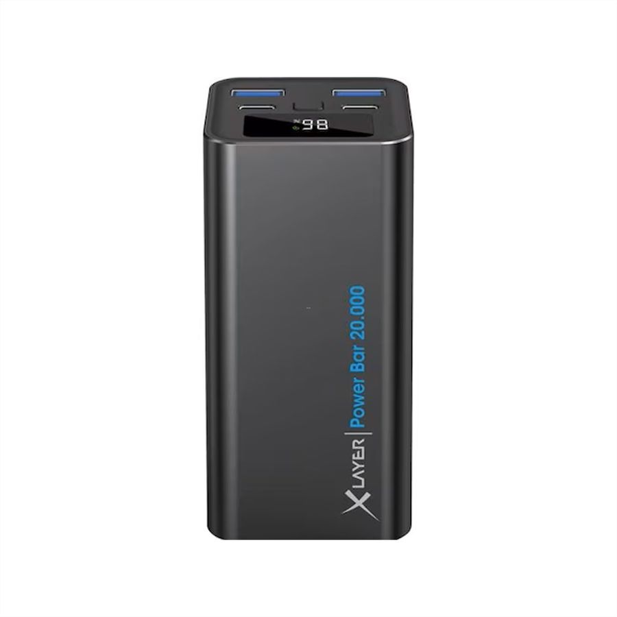 Xlayer Powerbank Solid 20'000mAh, USB C, USB A, Output 2.1 A, schwarz