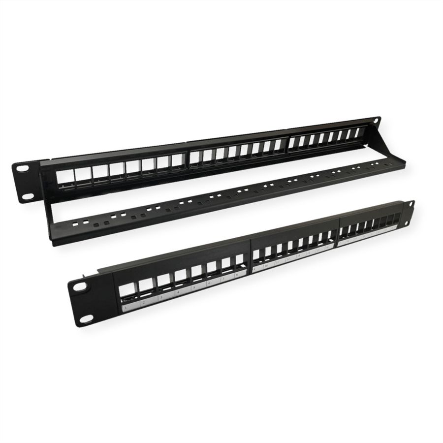 VALUE 19-Zoll-Keystone-Modulträger, 24 Ports, 1HE, ungeschirmt, schwarz