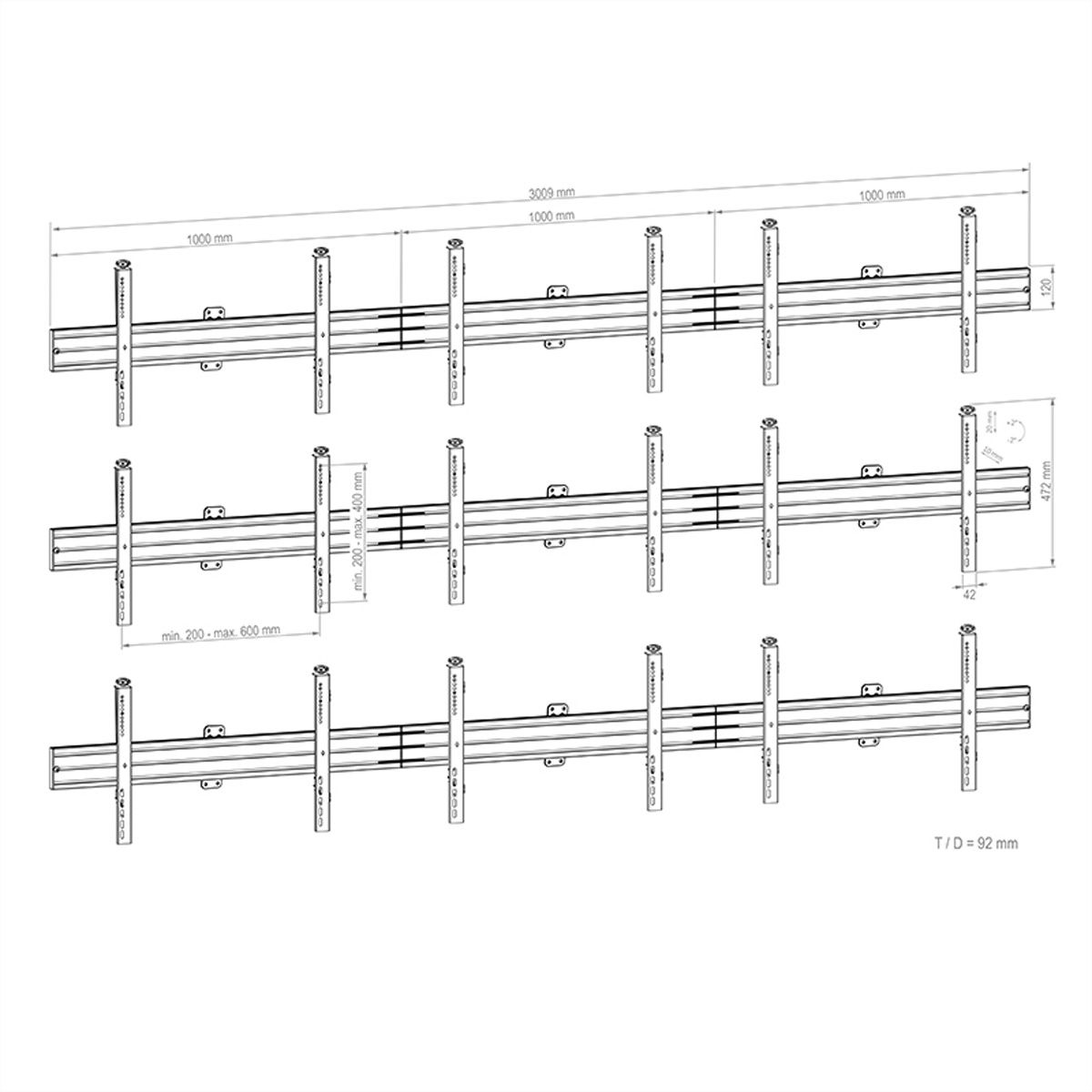 Hagor Support mural CPS Videowall W3x3L 46-55