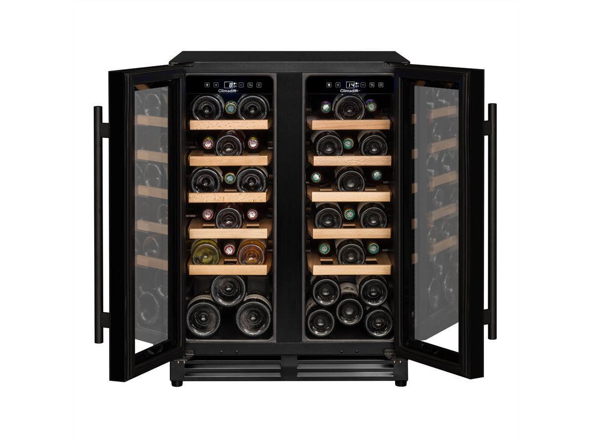 Climadiff Armoire à vin CBU40D1B, encastrable, 2 zones, 40 bouteilles